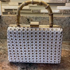 VTG Beautiful Gold & Wicker Small Purse Clutch